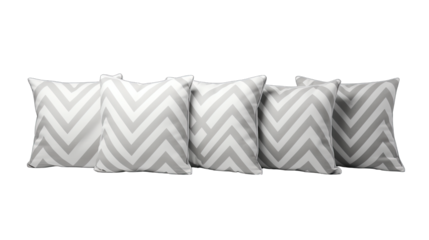 Set of Geometric Pattern Pillows Isolated on Transparent or White Background, PNG