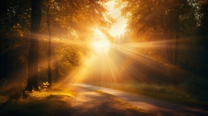 Beautiful golden sundown with lots of sun rays