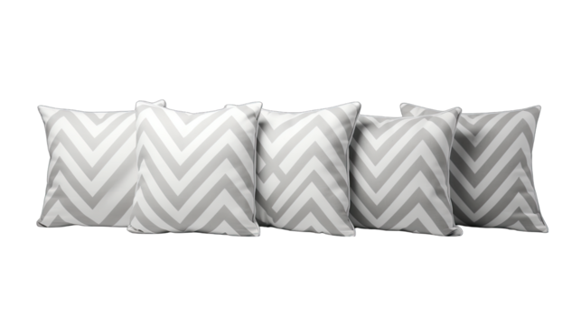 Set of Geometric Pattern Pillows Isolated on Transparent or White Background, PNG - Powered by Adobe