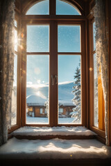 window with snow