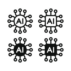 Artificial Intelligence Chip Icon. AI Processor. Vector