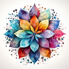watercolor Mandala clipart, Generative Ai