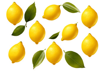 set of lemon isolated on transparent background