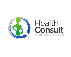 pregnant health care consulting and talk about mom care logo