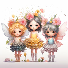 Fototapeta premium watercolor fairy-tale moths with wings art
