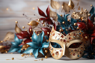 Carnival mask isolated with decorations , Mardi Gras Mask