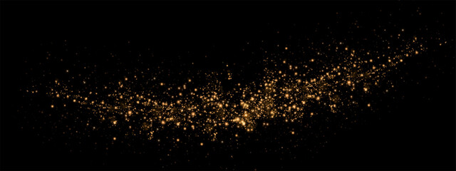 The dust sparks and golden stars shine with special light. Vector sparkles on a transparent background. Christmas light effect. Sparkling magical dust particles.	