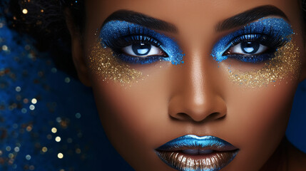 fantasy portrait of young beautiful african american woman makeup  - Powered by Adobe