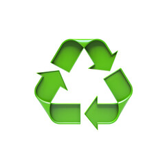 Obraz premium Recycling symbol on transparent background, white background, isolated, icon material, vector illustration