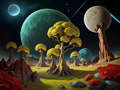 Amazing landscape of alien planet
