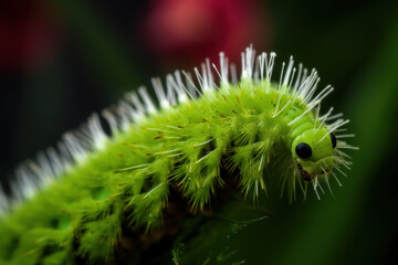 Fototapeta premium Green caterpillar on a leaf