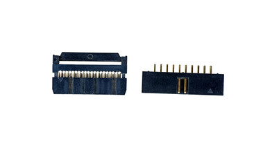 Two black connectors isolated on white background.Top view