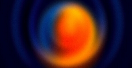 Epicenter. Mysterious orange blue yellow neon grainy background for website banner. Desktop design. A large, wide template, pattern. Color gradient, ombre, blur. Colorful, rainbow, mix, bright, fun