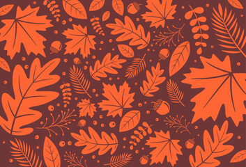 Fall leaves background for Happy Thanksgiving banner, card, invitation, social media post, web, business, ads with autumn leaves background, pattern, border, orange, fall leaf, vector illustration