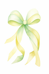 Green bow isolated on white background. Easter or St. Patrick Day Gift Ribbon.