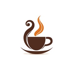 logo of aromatic coffee in a cup on a white background