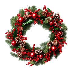 Fototapeta na wymiar beautiful Christmas wreath isolated on transparent background
