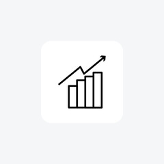 Growth Chart line Icon isolated on white background vector illustration Pixel perfect

