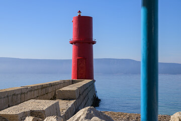 Red lighthouse of Cres on a sunny day
