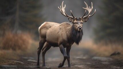 Elk animal deer big wild antler amazon illustration picture AI generated art