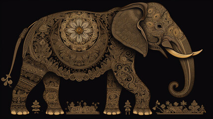 Elephant broadside detailed style painting animal illustration image AI generated art