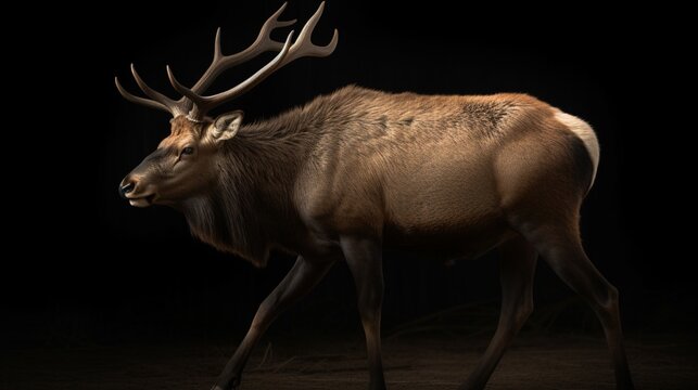 Elk animal deer big wild antler amazon illustration picture AI generated art