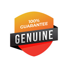Genuine label, Protection, protected shield concept with banner. Safety badge icon. Security label. Vector illustration