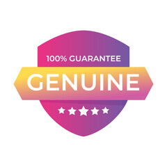 Genuine label, Protection, protected shield concept with banner. Safety badge icon. Security label. Vector illustration