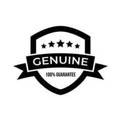 Genuine label, Protection, protected shield concept with banner. Safety badge icon. Security label. Vector illustration