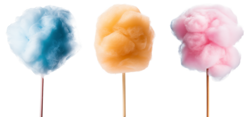 Cotton candy collection, in three different colours (blue, orange, pink), food bundle