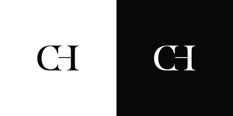 Abstract Creative Letter CH or HC element logo Design in black and white color