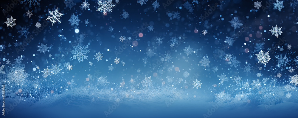 Poster winter background with snowflakes. new year header for a website with copy space.