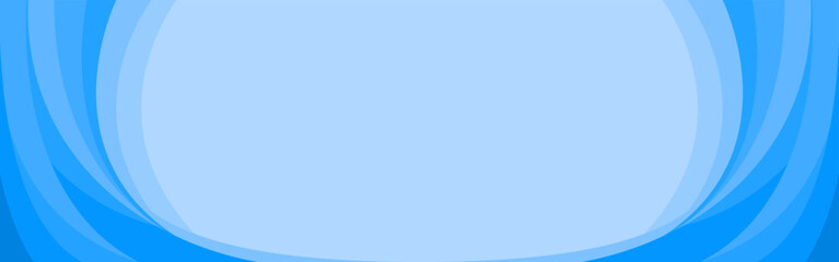 Blue abstract design banner background with curved lines on both sides
