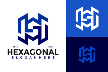 Letter H and S Hexagon Logo design vector symbol icon illustration