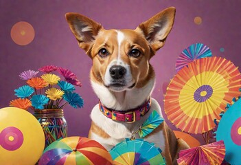Colorful, Cute Dog Portrait