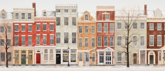 Obraz premium Colorful facades of houses in New York City, USA.
