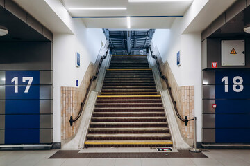 Stairs leading to the station platform in Brussels (Brussels-Midi railway station)