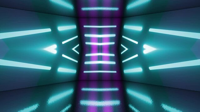 4K neon futuristic concert stage wall loop background