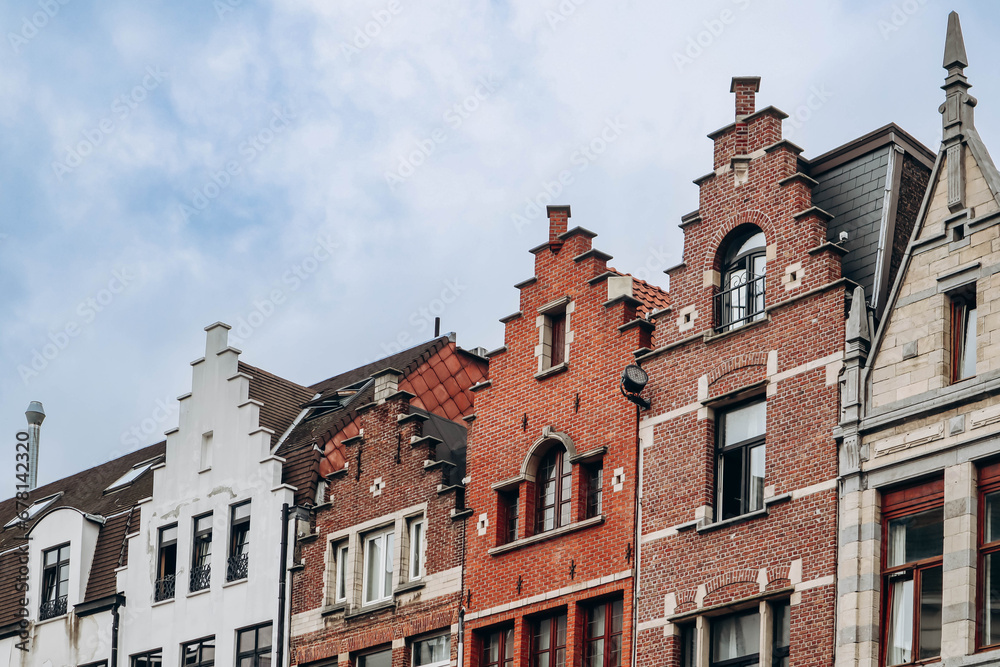 Wall mural historic center of antwerp and beautiful flemish architecture