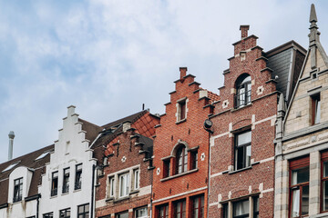 Fototapeta na wymiar Historic center of Antwerp and beautiful Flemish architecture