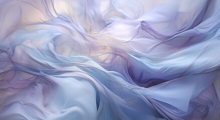 Abstract background of blue and white wavy silk or satin. 
blue and purple silk drapery. Closeup of...