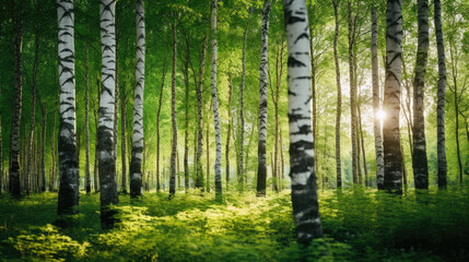 birch tree forest with white trunks