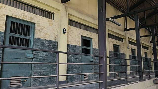Inside Old Korean Prison at Iksan Film Drama Set - Second Floor Corridor with Closed Cells
