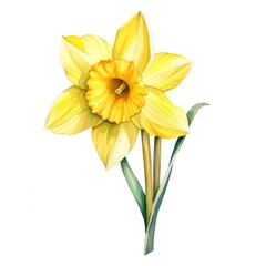 Vibrant Watercolor Illustration of a Daffodil Flower
