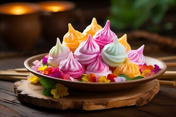 Obraz na płótnie Canvas Colorful thai meringues 