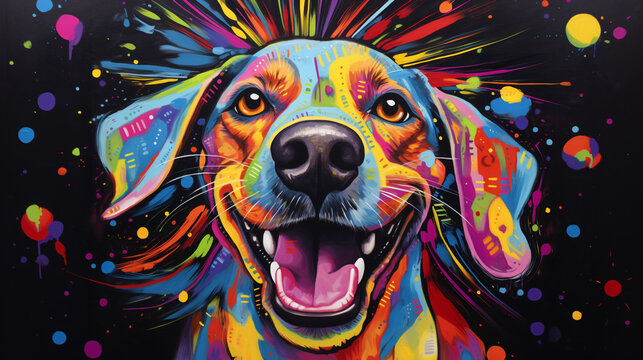 T&ecirc;te de chien pop color&eacute;