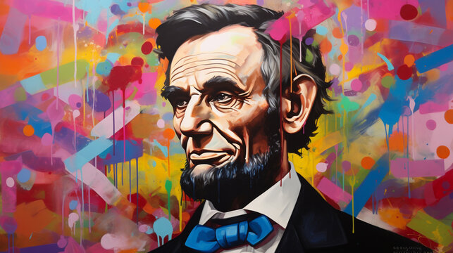 Graffiti coloré d'Abraham Lincoln