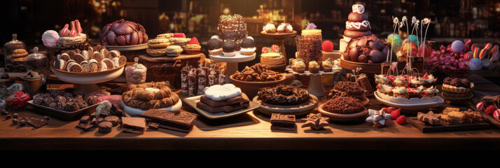 Fototapeta na wymiar Delicious Chocolate Sweets Table