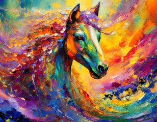 abstract watercolor background with horse