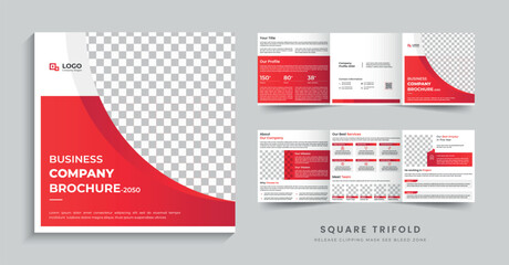 Business square trifold brochure design template layout - obrazy, fototapety, plakaty